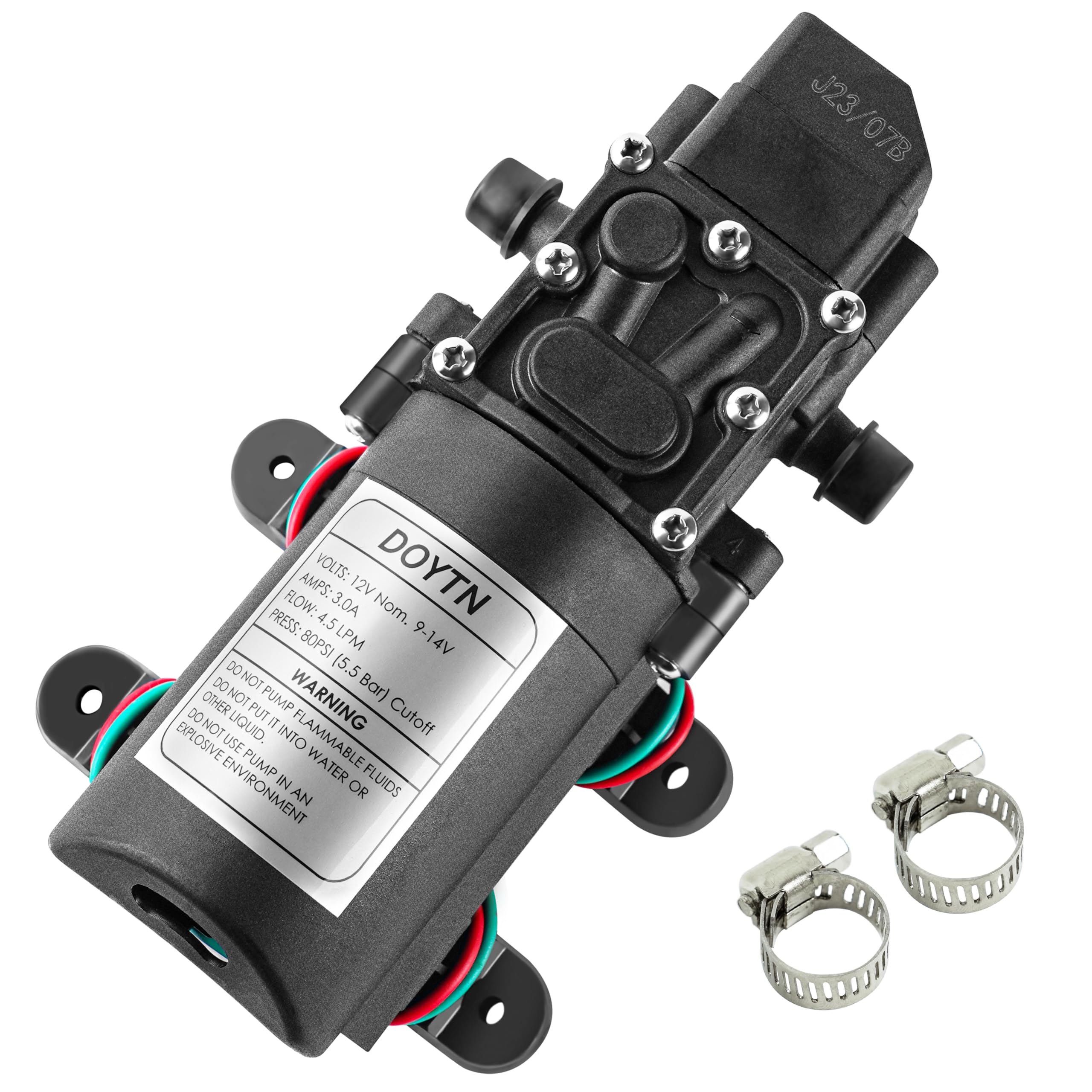 Amazon.com: Doytn 12V Diaphragm Water Pump – 1.2 GPM 80 PSI Self